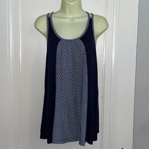 CAbi navy blue & white strappy rayon camisole/tank top‎